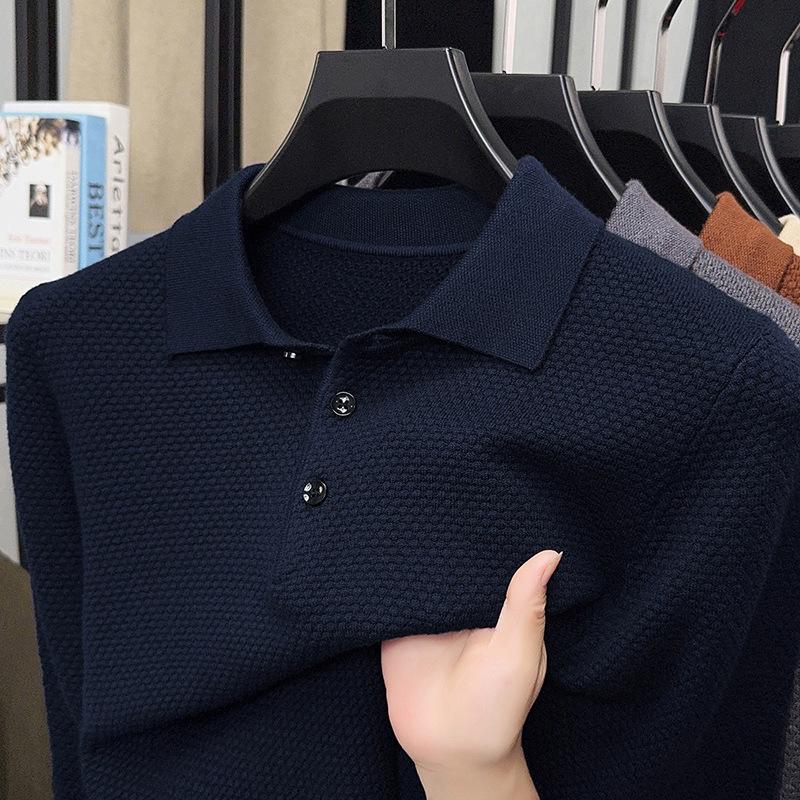 Men's 2025 Autumn Pineapple Knit Polo Sweater - Business Casual Versatile Lapel Base Layer