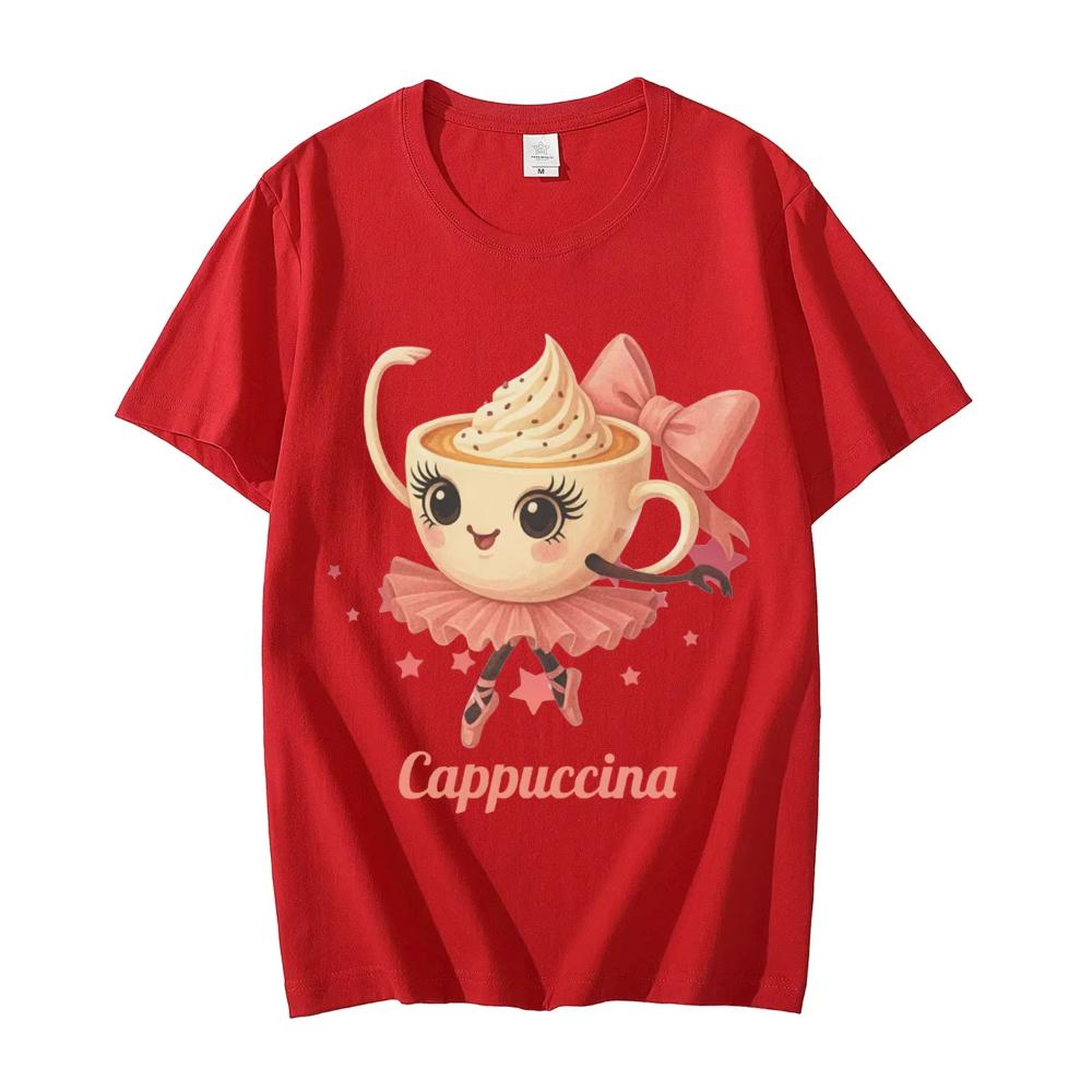 Ballerina Cappuccina T-Shirt Funny Italian Brainrot Meme T Shirts Men Women Clothing Fashion Y2k Aesthetic Short Sleeve T-Shirts