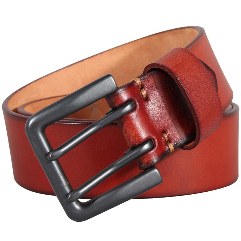 4.4cm Men's Double-hole Cowhide Leather Belt Casual Retro Hand-made Luxury Two-claw Pin Buckle Design Belts Jeans
