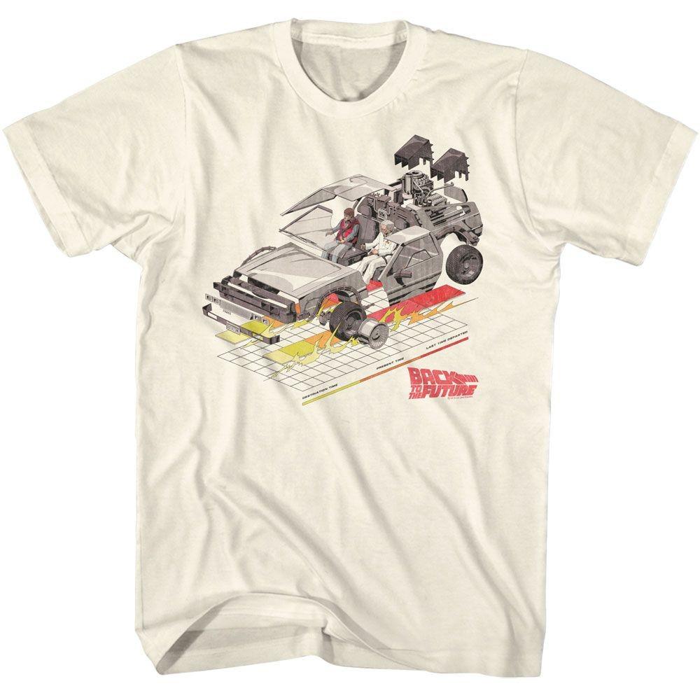 Back To The Future Car With Grid Natural Solid Adult Short Sleeve T-Shirt 3XL
