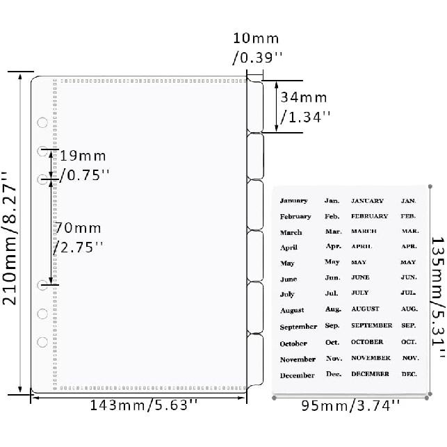 12PCS A5 Binder Pockets Clear Binder Dividers with Pockets and Tabs Cash Envelopes for 6-Ring Budget Binder Loose-Leaf Pockets Dividers with 2PCS