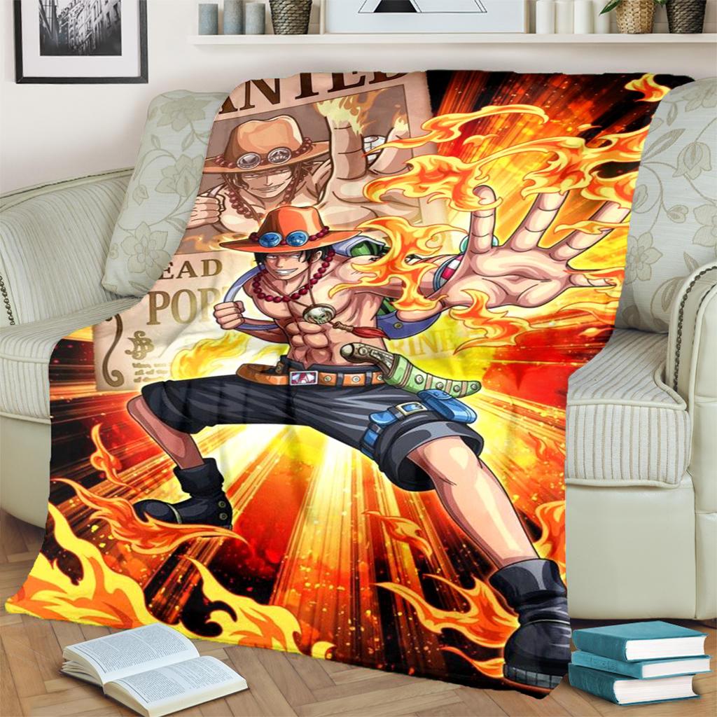 "ONE PIECE" Flannel Blanket Comfortable Soft Print for Home Bedrooms, Sofas, Beds, Chairs, Picnics