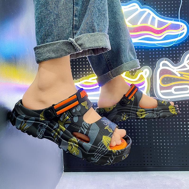 New Men's Sandals Big Size Thick-soled Lightweight Slippers Men's Fashionable Casual Sports Sandals Breathable Beach Shoes Men