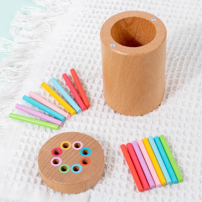Montessori Wooden Color Sorting Cups for Toddlers 1-3 Years – Educational Kindergarten Toy for Color Recognition
