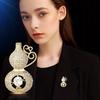 Guochao Exquisite Auspicious Gourd Brooch Slightly Inlaid Zircon Corsage Jacket Pin Direct Supply