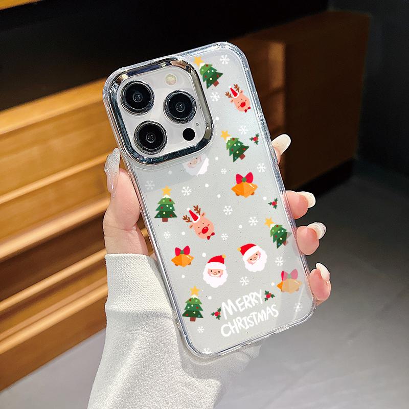 Χαριτωμένη Θήκη Τηλεφώνου Άγιος Βασίλης Καλά Χριστούγεννα Για iPhone 16 Pro Max 15 Pro 14 13 12 11 Χιονάνθρωπος Με Σχέδιο Ελαφιού Μαλακή Λεπτή Αντικραδασμική Προστασία Φακού Διάφανη Κάλυψη