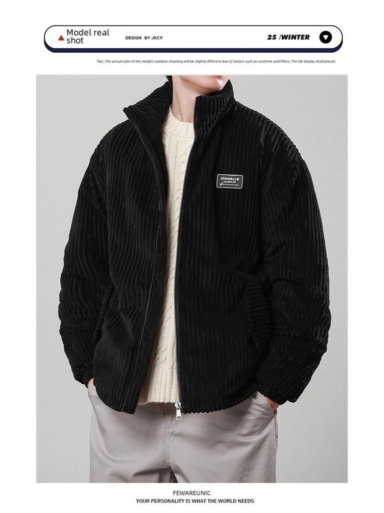 2024 Herren- & Damen-Verdickter Winddichter Cordmantel - Amerikanischer Retro, Herbst/Winter Stehkragen, Kältebeständig