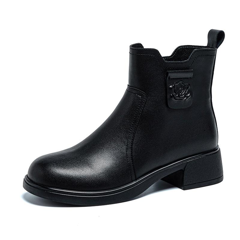 Leather Martin boots women's fashion versatile short boots 2025 new autumn and winter thin boots fashion thick-soled brown boots
