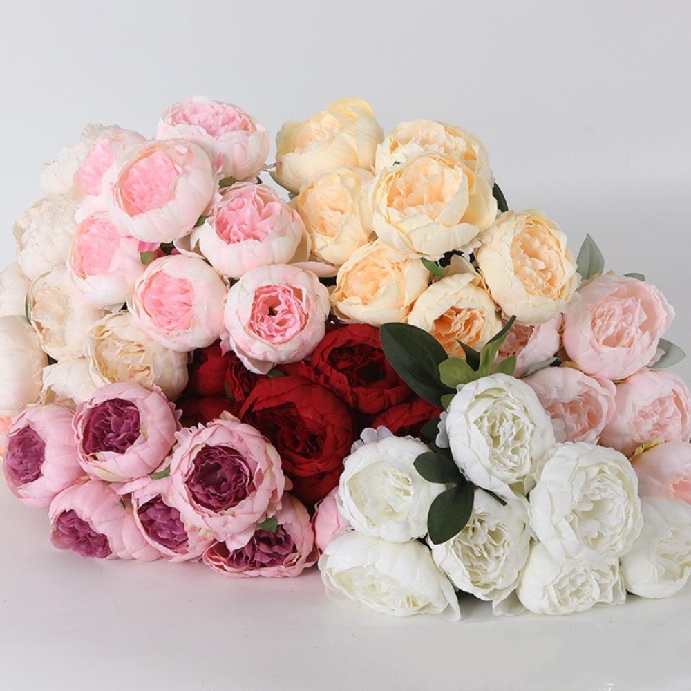 7 Heads Artificial Peony Bouquet Core-spun Simulation Flowers New Fake Flower  Gifts