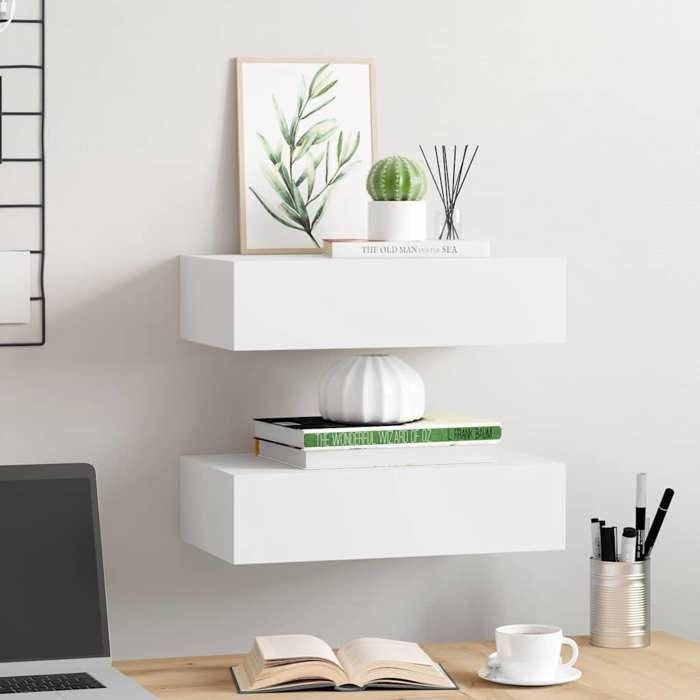 VidaXL 2x Etagères à Tiroirs Murales Etagères Flottantes Etagères Suspendues Supports Muraux Salon Salle de Séjour Intérieur 330242