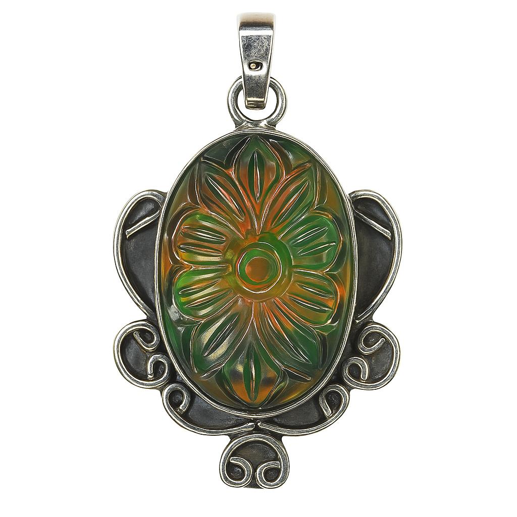 

Ethiopian Natural CERTIFEID 46 Ct 925 Sterling Silver Opal Gems Oval Pendant 43.7 mm approx різнокольоровий