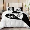 Couple Black and Red Love Romantic Print Bedding Set Comfortable Duvet Cover King Queen Twin Single Size Bithday Gift Room Decor