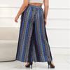Women's Bohemian Waist Wide Leg Trousers Casual Loose Plus Size Pants Vintage High Waist For Female Trousers Chic Fashion Straight Pants Beach Pants