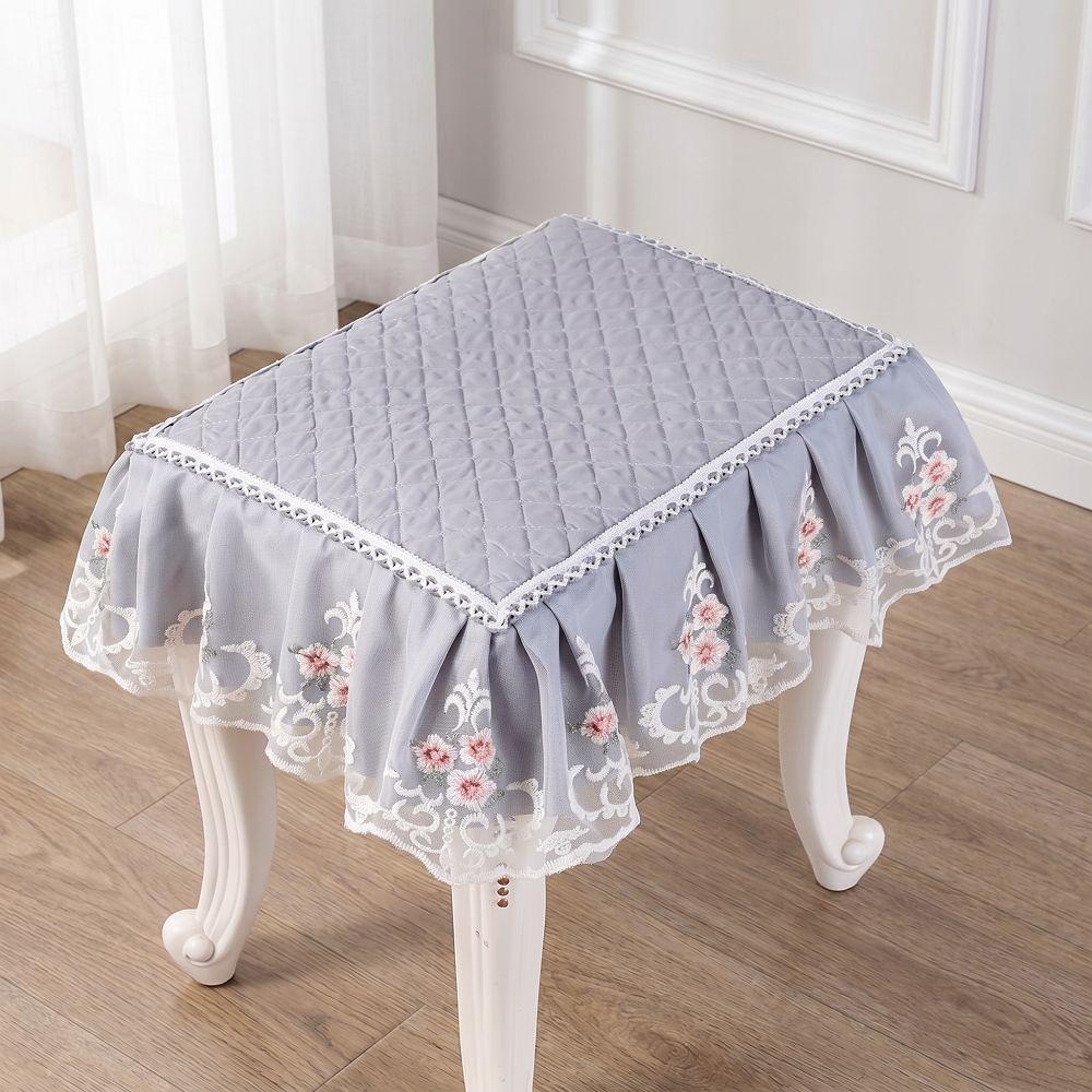 Thick Floral Makeup Stool Cover Floral Pattern Seat Chair Slipcover Stool Cushion Cover Household