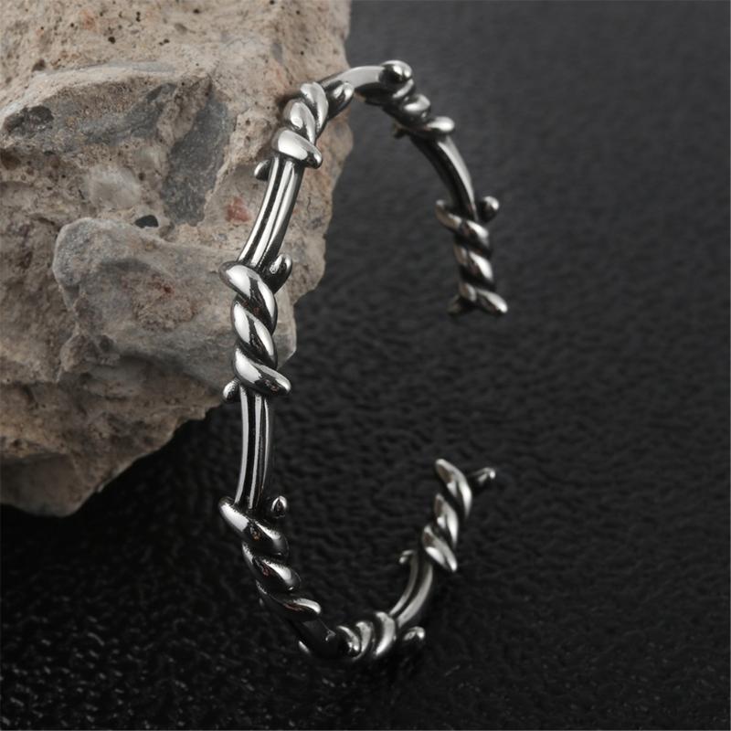 Unique Dark Gothic Thorn Punk Bracelet Stainless Steel Adjustable Closure for Men and Women Gift for Fashion Enthusiasts