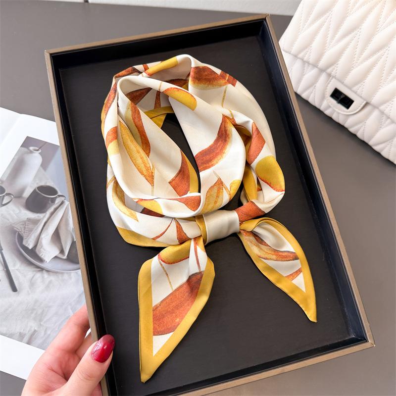 

Летний Фруктовый Дизайн Женское Украшение Твиловый Шарф из Шелка Принт Лимонов Узор Лента для Ручки Сумки Повязка для Волос Маленький Шейный Платок Шарф 14x147cm