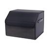 Vehicle Trunk Cargo Bin Leather-Look Foldable Storage Box with Divider, Lid, and Side Handles for Groceries and Tools