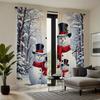 Snowman Santa Hat Print Curtains Polyester Fabric Perfect Living Room Bedroom Decoration Curtain Machine Washable Ideal For Great