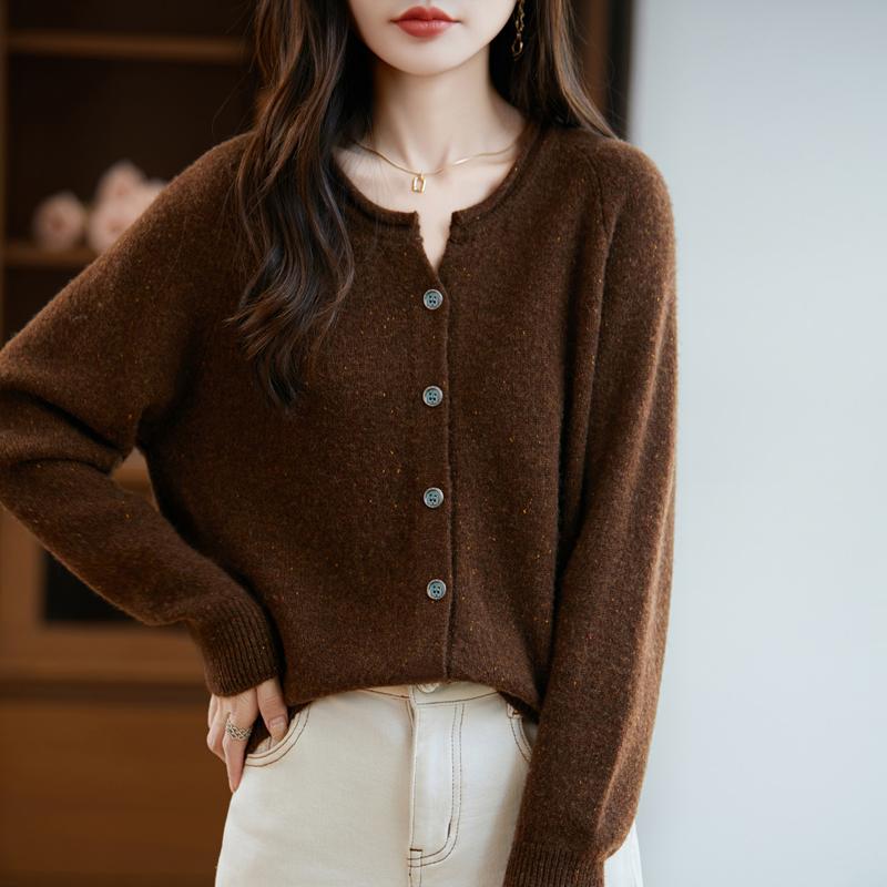 QingHe Cashmere Women's 30% Cashmere Cardigan - Soft & Warm Wool Blend Sweater