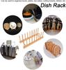 Bamboo Dish Dying Rack Pot Lid Plate Organizer Holder for Cabinet Cutting Board Organizer Plate Rack for Dish Pot Lid Bowl Cup