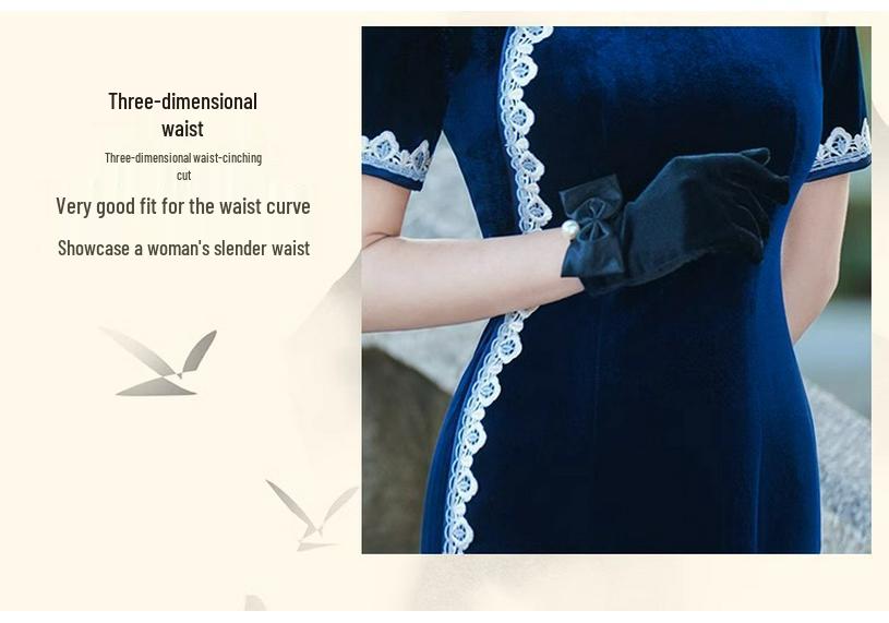 Elegant Velvet Cheongsam: 2026 Long Skirt Model for Fashion Shows & Stage Performances