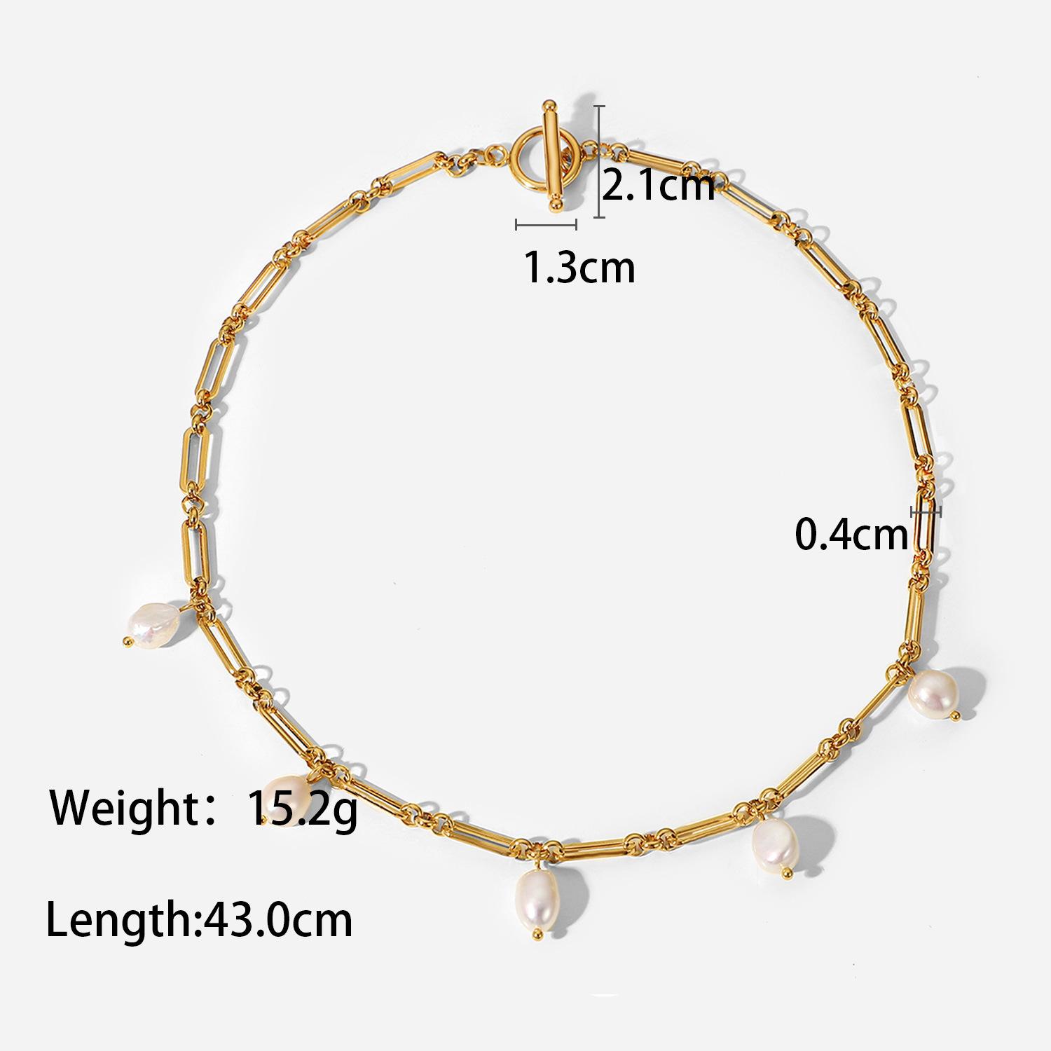 Hot Selling Stainless Steel Tasseled Geometric Chain Necklace Women Charm Pearl Chain Necklace 18inches&Fashion