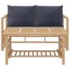 vidaXL 2-tlg. Garten-Lounge-Set mit Dunkelgrauen Kissen Bambus