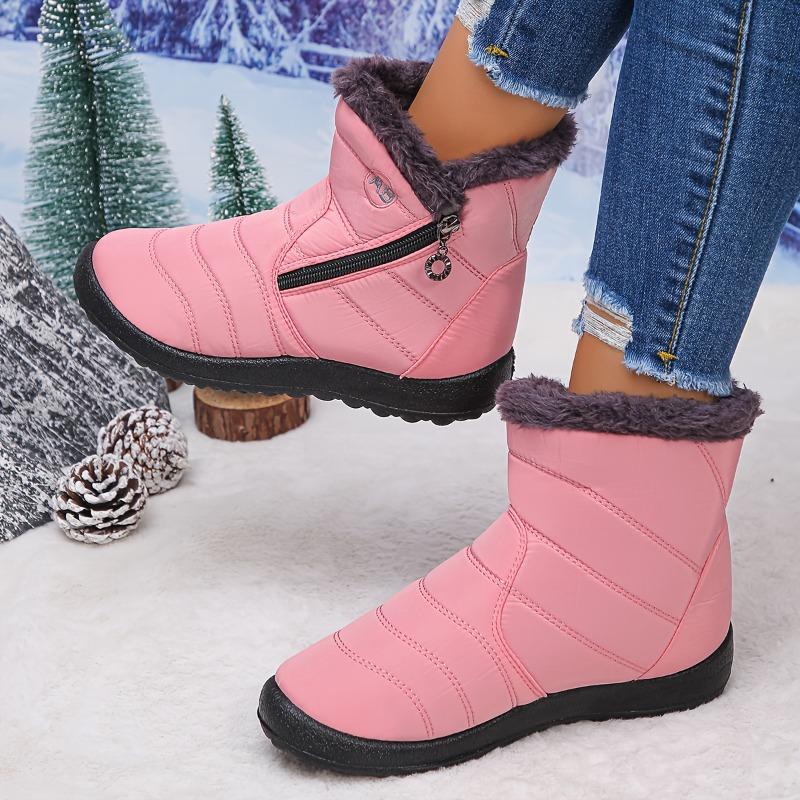 Women's Ankle Booties with Fuzzy Collar Stylish Winter Footwear Comfortable Slip on Design Trendy Short Boots
