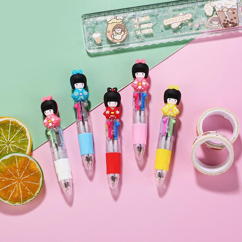Korean Cute Animal Head 4-Color Click Ballpoint Pen