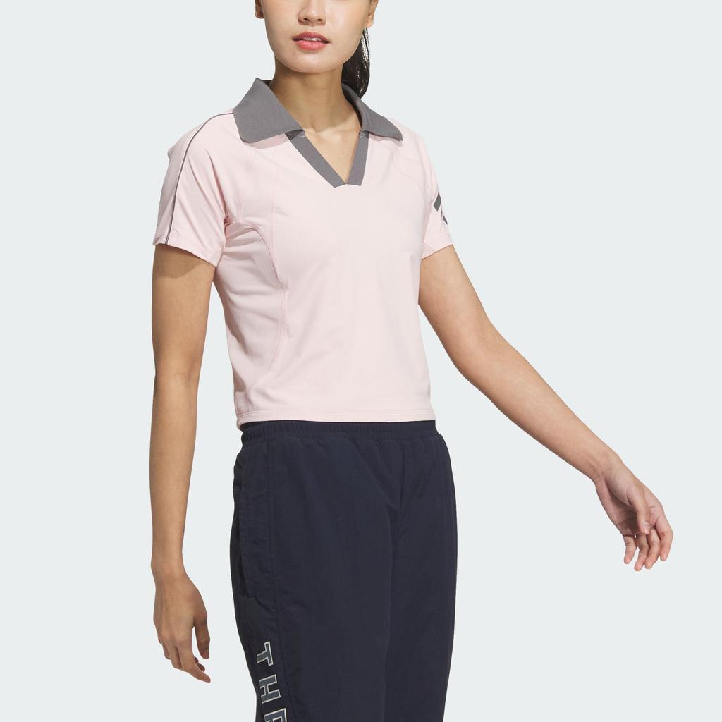 adidas Fashionable Simple Loose Short Sleeve Polo Shirt Women Tops Sand Pink JN3511