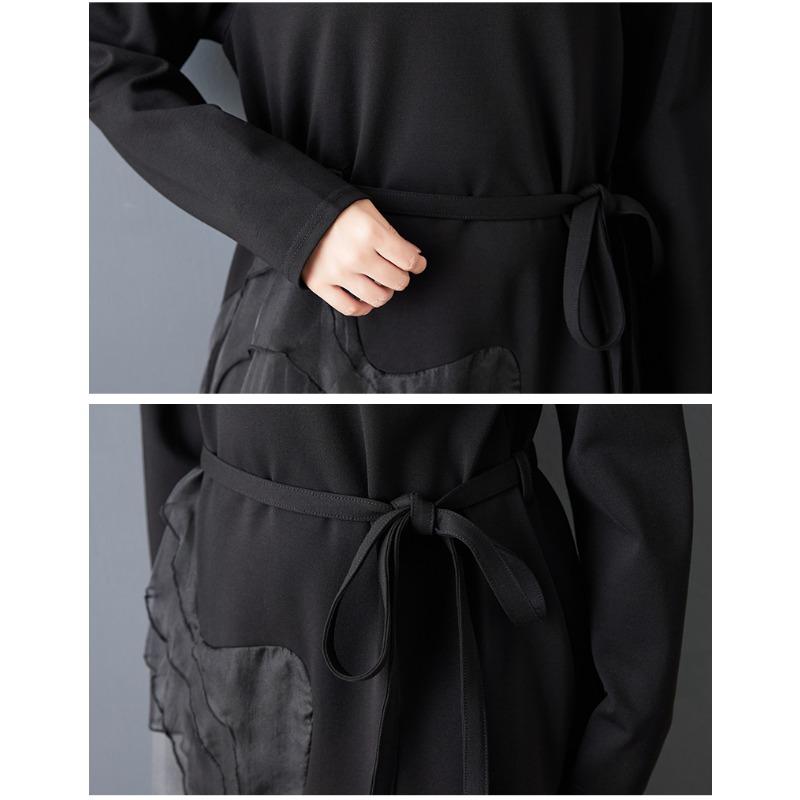 DIMANAF Übergröße Damen Locker Langarm Kleid Neu Winter Herbst Elegant Dame Maxi Kleid Schwarz 2026