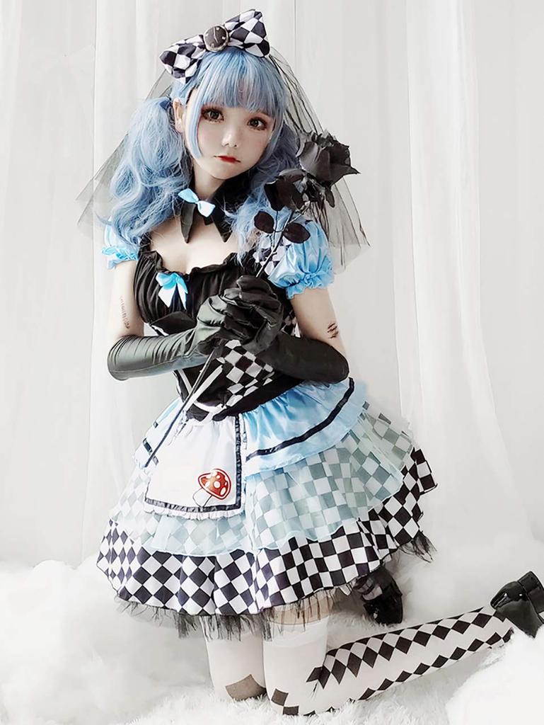 Milky Time Alice In Wonderland Halloween Adult Cosplay Costume, Gothic Lolita Maid Outfit, Women's Dark Alice