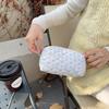 Fresh Quilted Hand-Held Cosmetic Bag for Girls - Large Capacity Cute Storage for Stationery and More