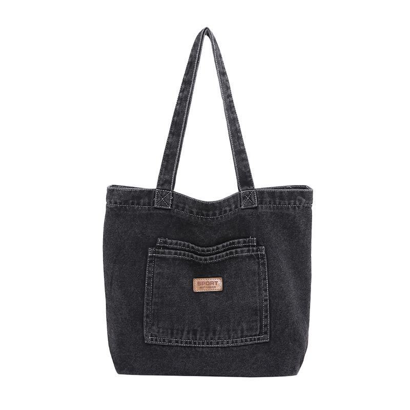 

Женская сумка через плечо из денима и холста большой вместимости 2024 года - Literary Niche Tote & Casual Handbag Model 1 чёрный