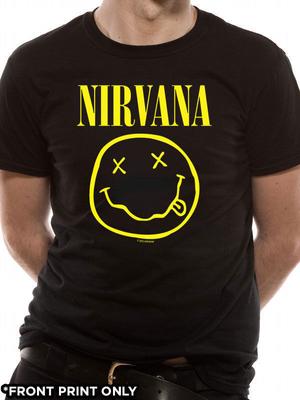 Nirvana Smiley Ly  Black Kurt Cobain Rock Merch Unisex T-shirt