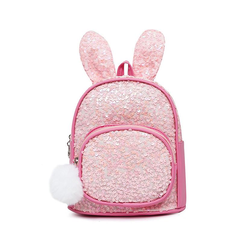 

Cute Rabbit Sequined Ear Backpack Pu Material Suitable For Childrens Life Daily маджента