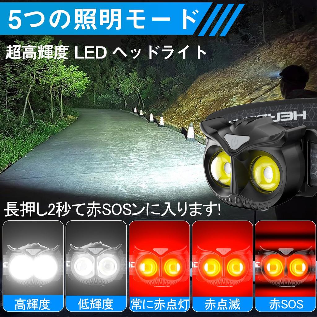 Skylla LED USB Neue Helle LED Outdoor Stirnlampe mit Einstellbarem Lichtstrahl 10 Stunden Kontinuierliche Stirnlampe mit Batteriestandsanzeige Wasserdicht und Ideal für die Nacht