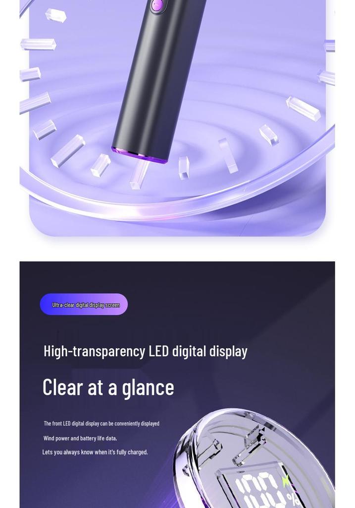 2026 Portable Handheld Fan S1 - 100-Speed USB Fan with Digital Display for Office & Outdoor Use