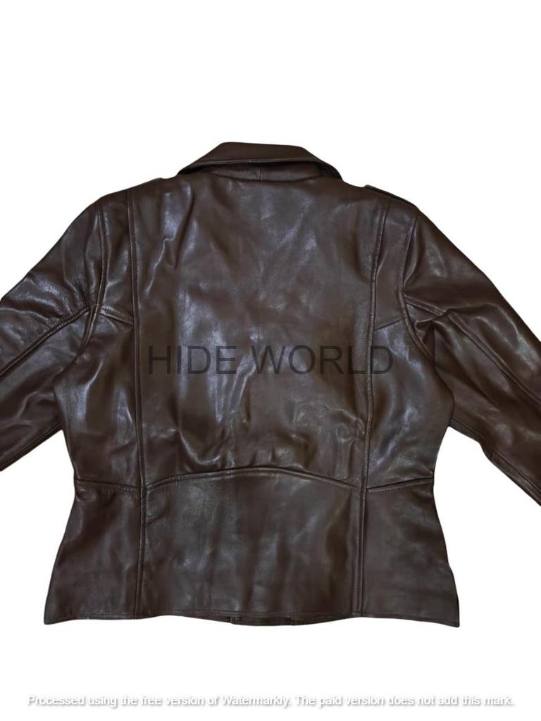 Veste en cuir marron pour femme en véritable cuir d'agneau souple neuf fait main moto motard