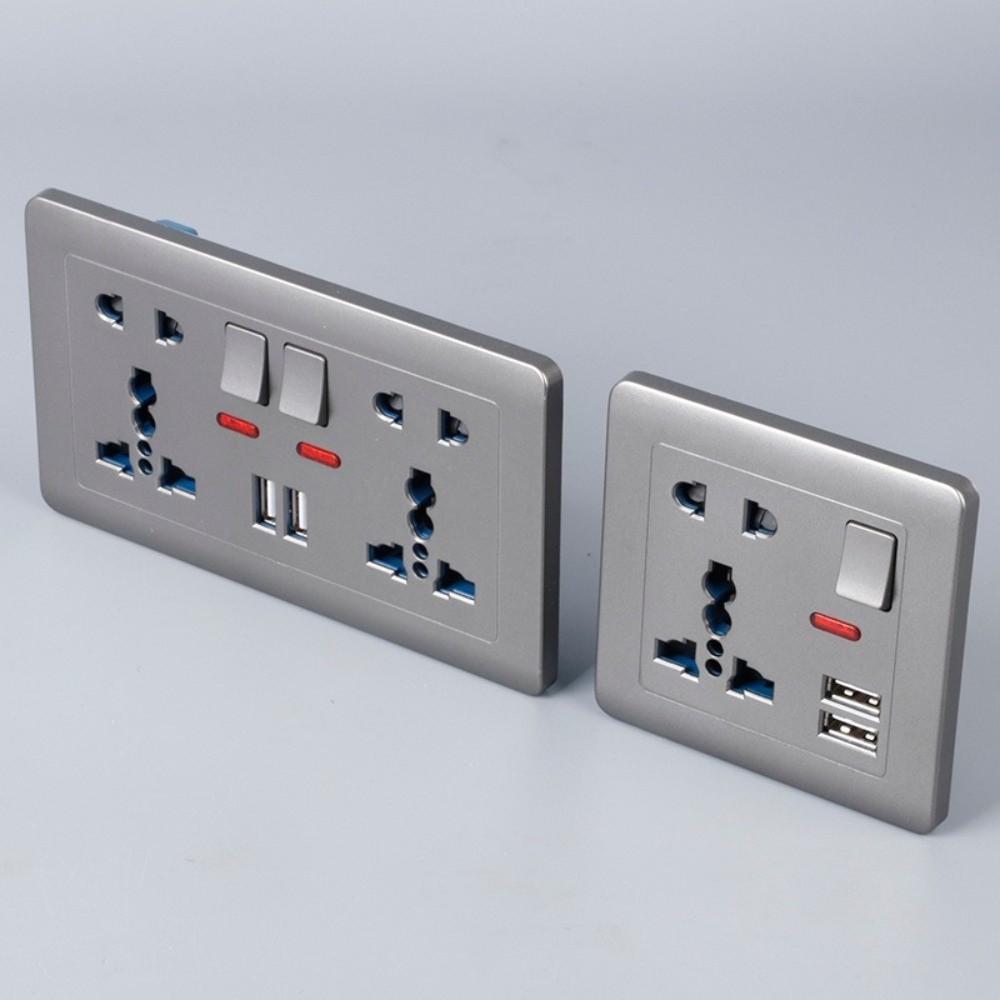 Schwarze Universelle Internationale Wandsteckdose 13A Elektrisches USB-Steckdosenpanel Standard 5-Pin Wandsteckdose US-Stecker