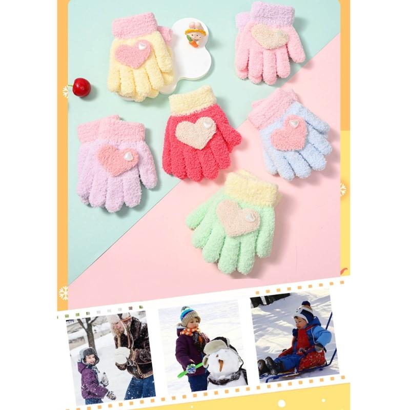 Soft Comfortable Winter Mittens for Kids Knitted Gloves Cute Cartoon Pattern Kindergarten Gloves Comfortable Wearing