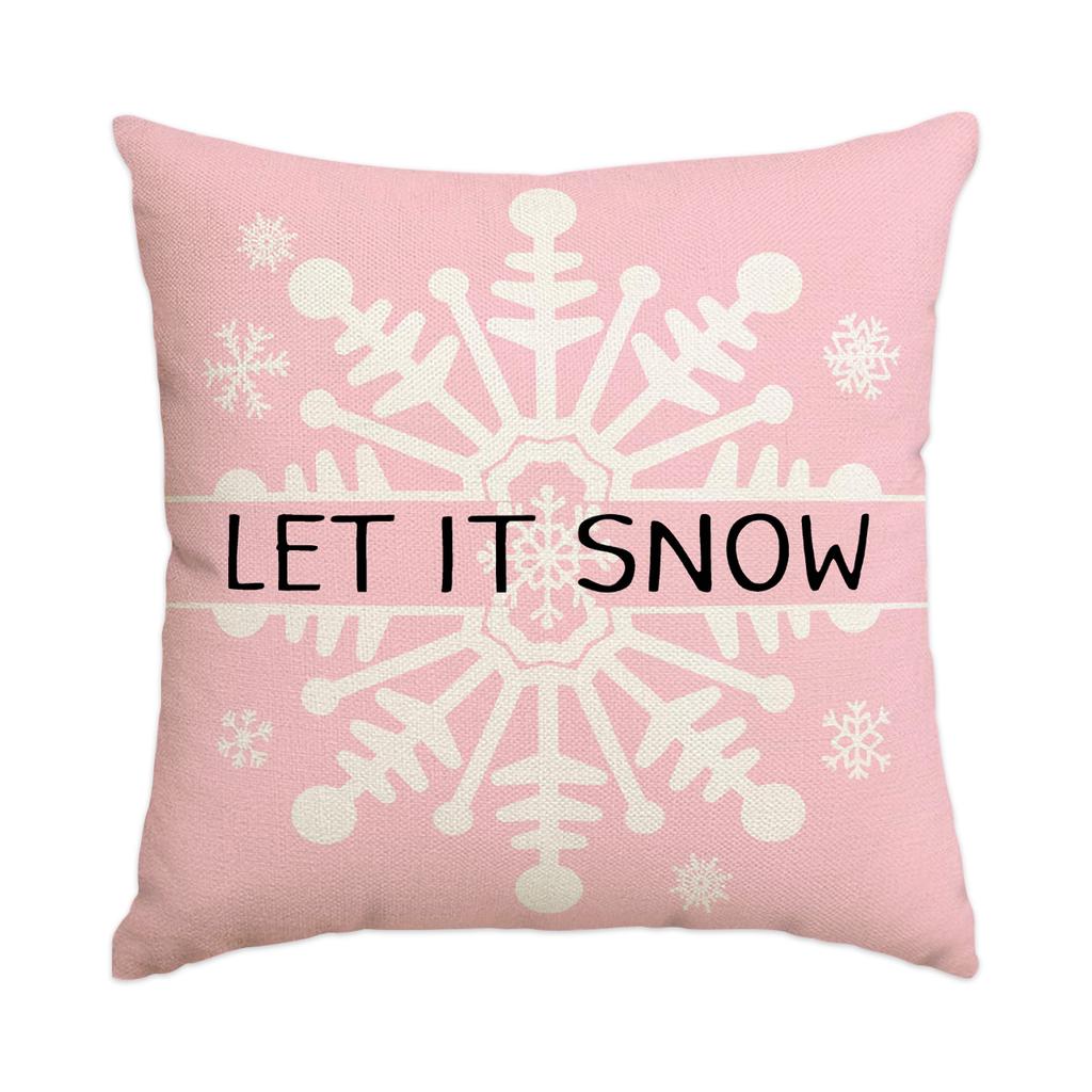 1/4Pcs Christmas Pillow Cover, Pink Printed Cushion Cover, Farmhouse Decorative Sofa, Christmas Decoration (Without Pillow Core)