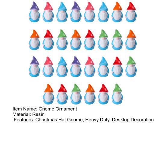 30Pcs Mini Christmas Hat Gnome Figurine Tiny Faceless Dwarf Resin Statue Miniature Colorful Hat Elf Ornament Fairy Garden Decoration