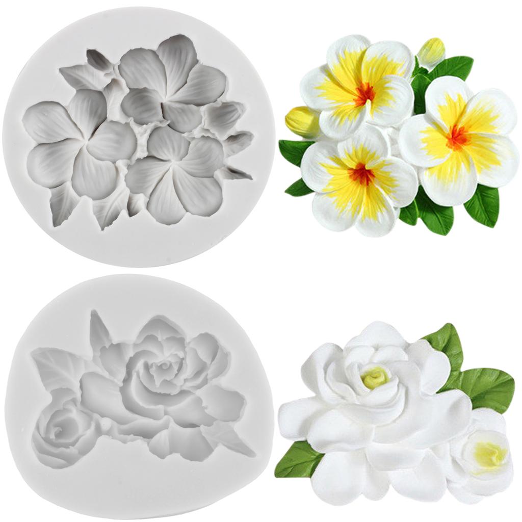 DIY Flower Silicone Mould Gardenia Plumeria Fondant Moulds Cake Decorating Tools Cupcake Candy Resin Clay Moulds Chocolate Mould