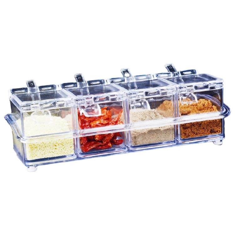 

Effective Plastic Seasoning Storage System with 4 Partitioned Sections and Quick Open Lid for Cooking Essential 1