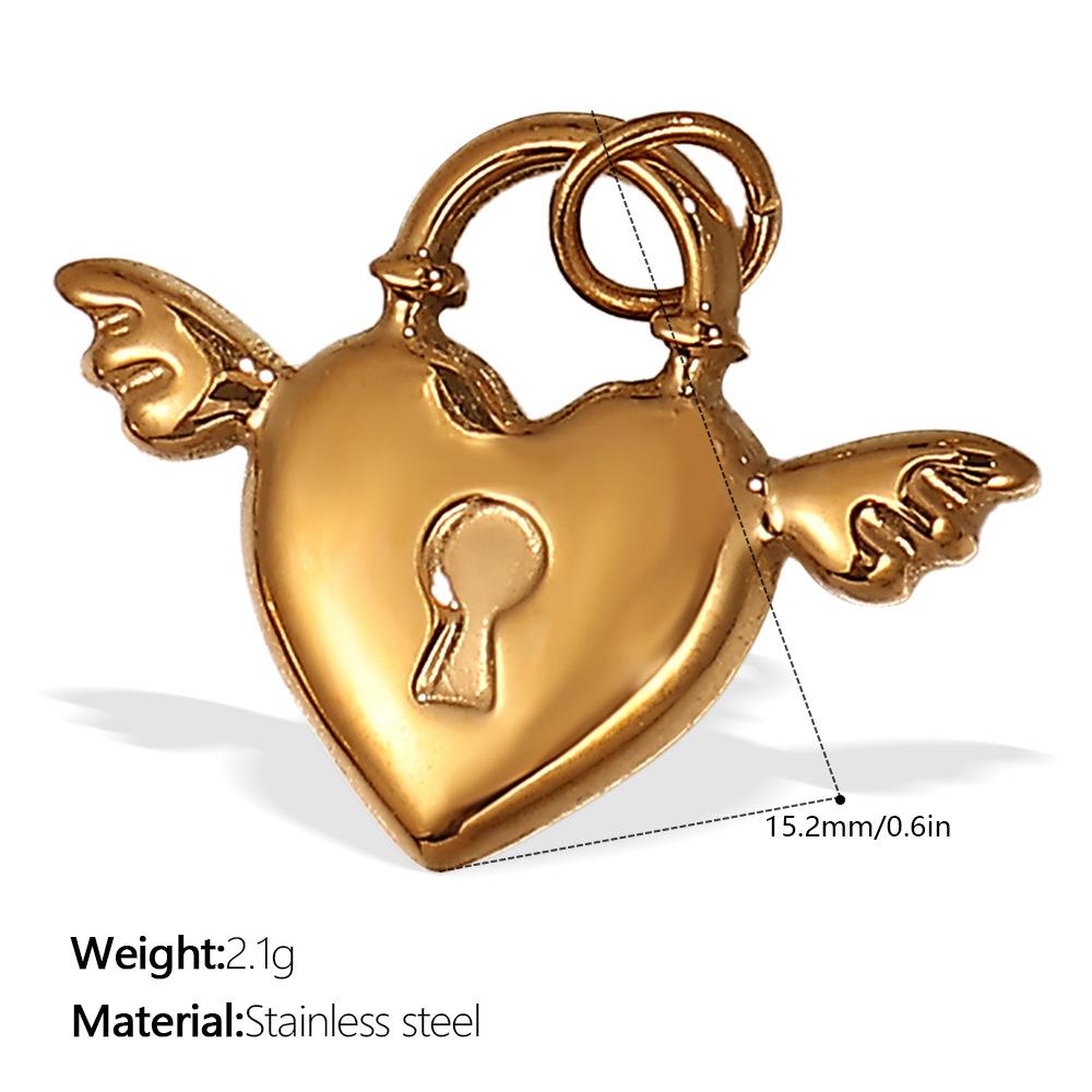  DIY Stainless Steel Gold Color PVD Plated Heart-Shaped Pendant Accessory for Handmade Jewelry Making Wholesale