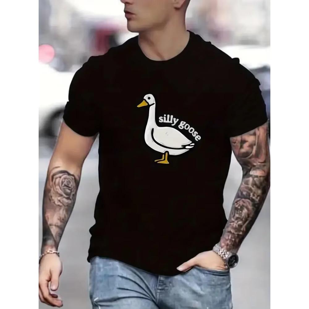 Costa & Slogan Various Pattern Printing Men's Micro-stretch Cotton T-shirts, Graphic T-shirts Men's Summer Wear, Men's Clothing