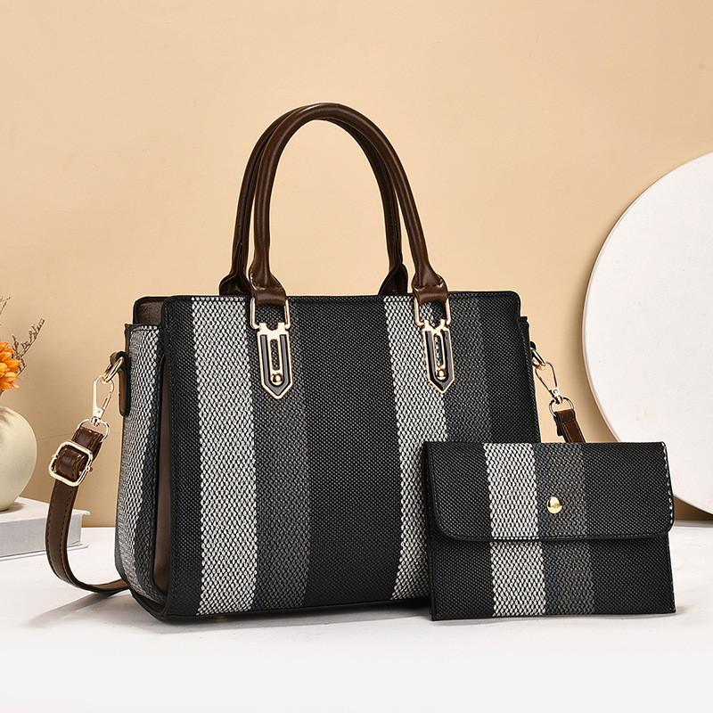 Stylish 2024 Womens Three Piece Woven Tote Bag Set Large Capacity Shoulder Handbag
