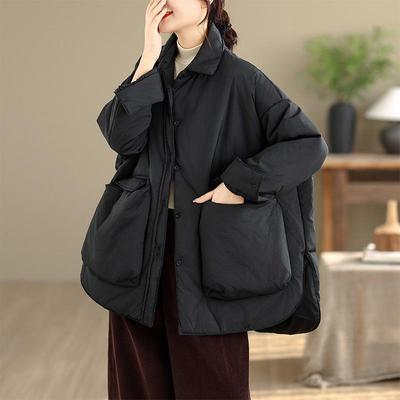 Autumn Spring Winter Cotton Padded Oversized Outerwears Women Casual Loose Jacket Coat