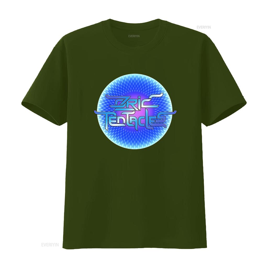 Ozric Tentacles Logo a Bolle Maglietta Nera Nuovo Merchandising Ufficiale della Band vintage Lavata streetwear Versatile Casual Elasticizzata